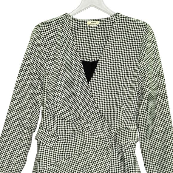 Jason Wu M Womens Houndstooth Wrap Mini Dress Black White NWOT Corpcore - Picture 4 of 11